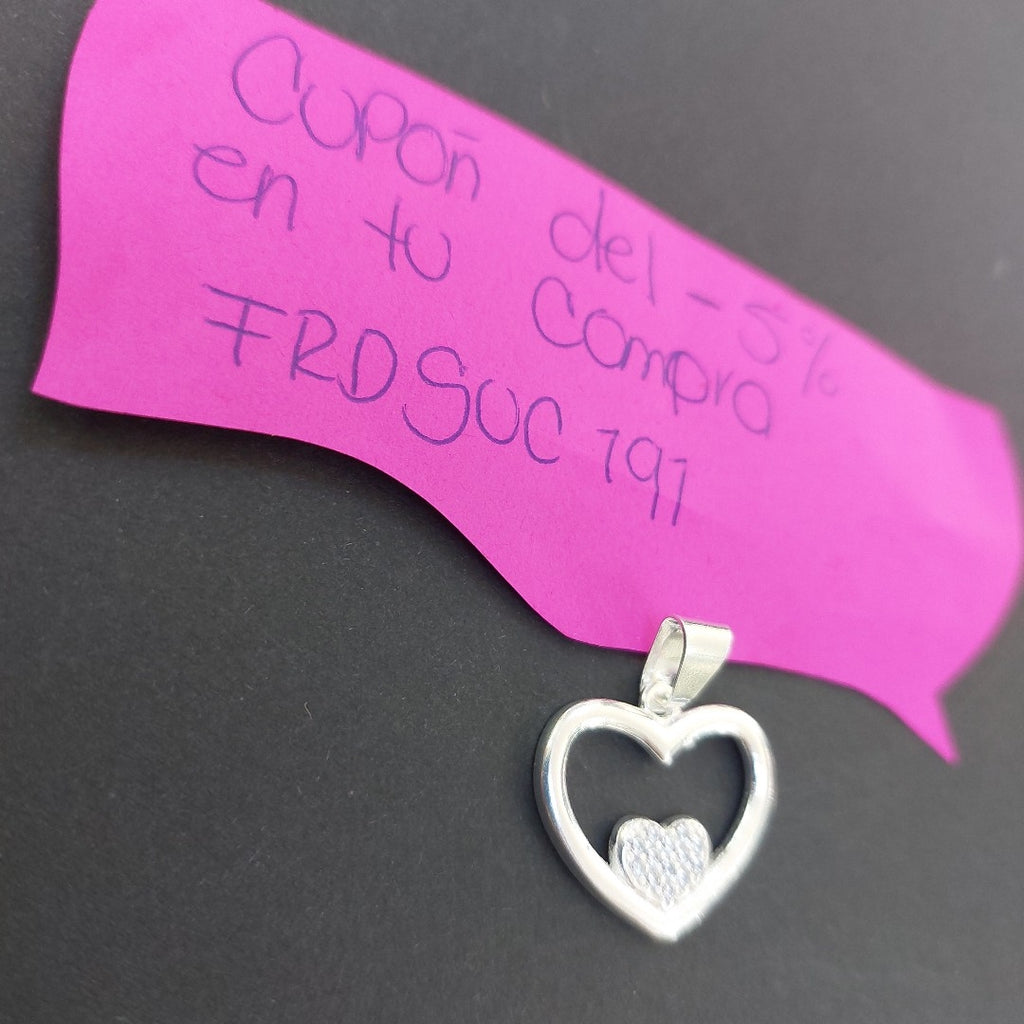 DIJE CORAZON C/CIRCONIAS PLATA .925 2.8 GR (NUEVO)