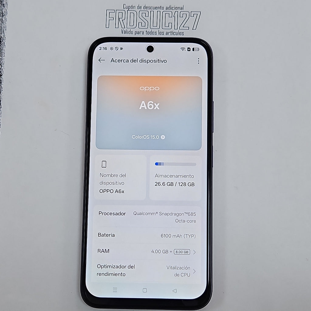 CELULAR OPPO A6X CPH2819 (2025) 128 GB 4 GB RAM (SEMINUEVO)