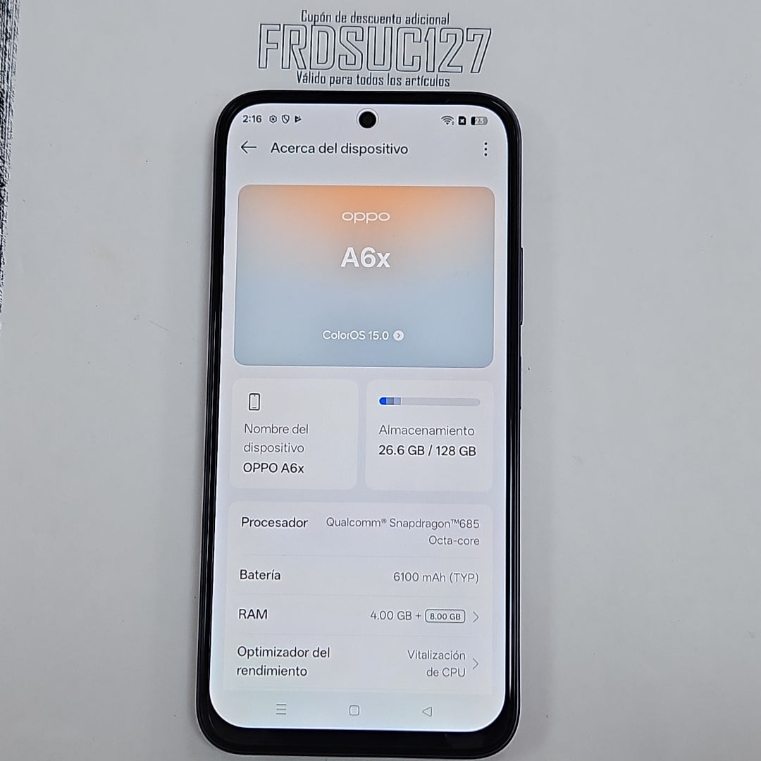 CELULAR OPPO A6X CPH2819 (2025) 128 GB 4 GB RAM (SEMINUEVO)