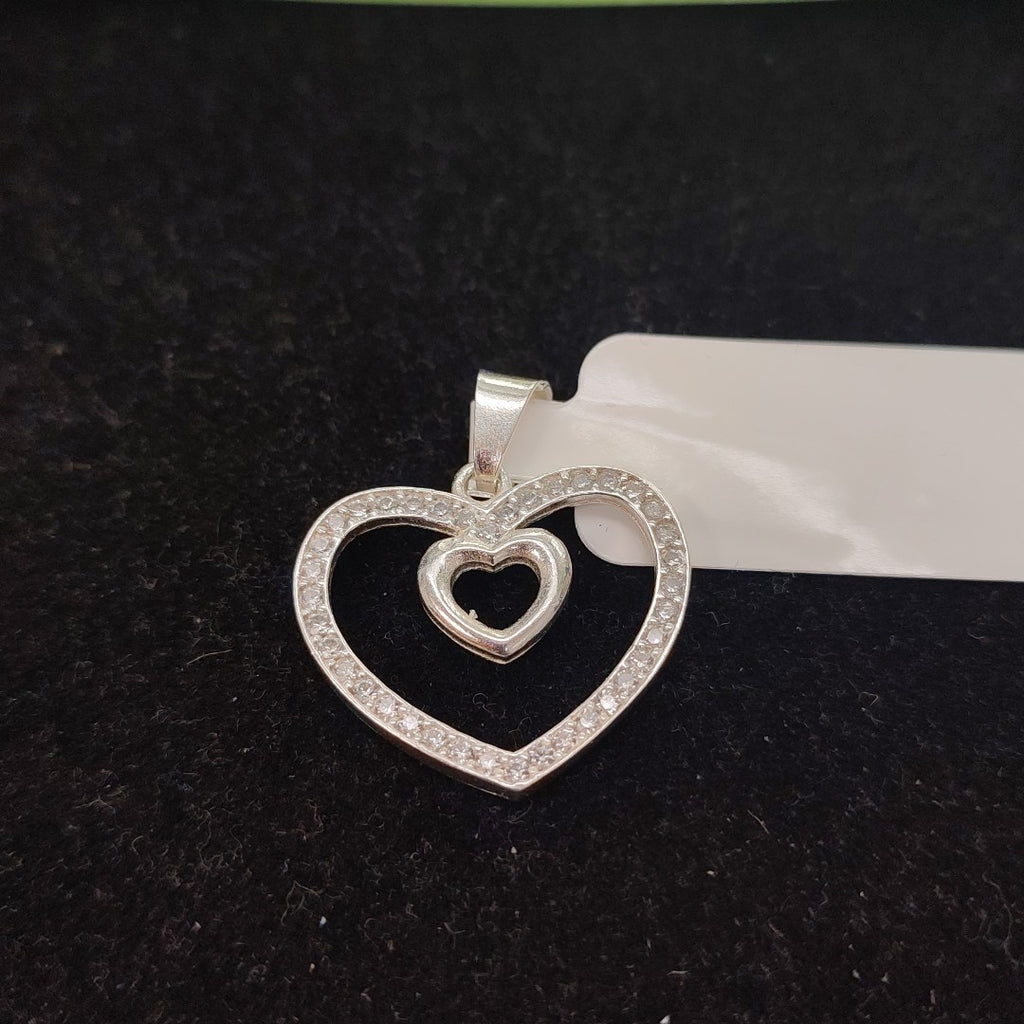 DIJE CORAZON C/CIRCONIAS PLATA .925 2.7 GR (NUEVO)