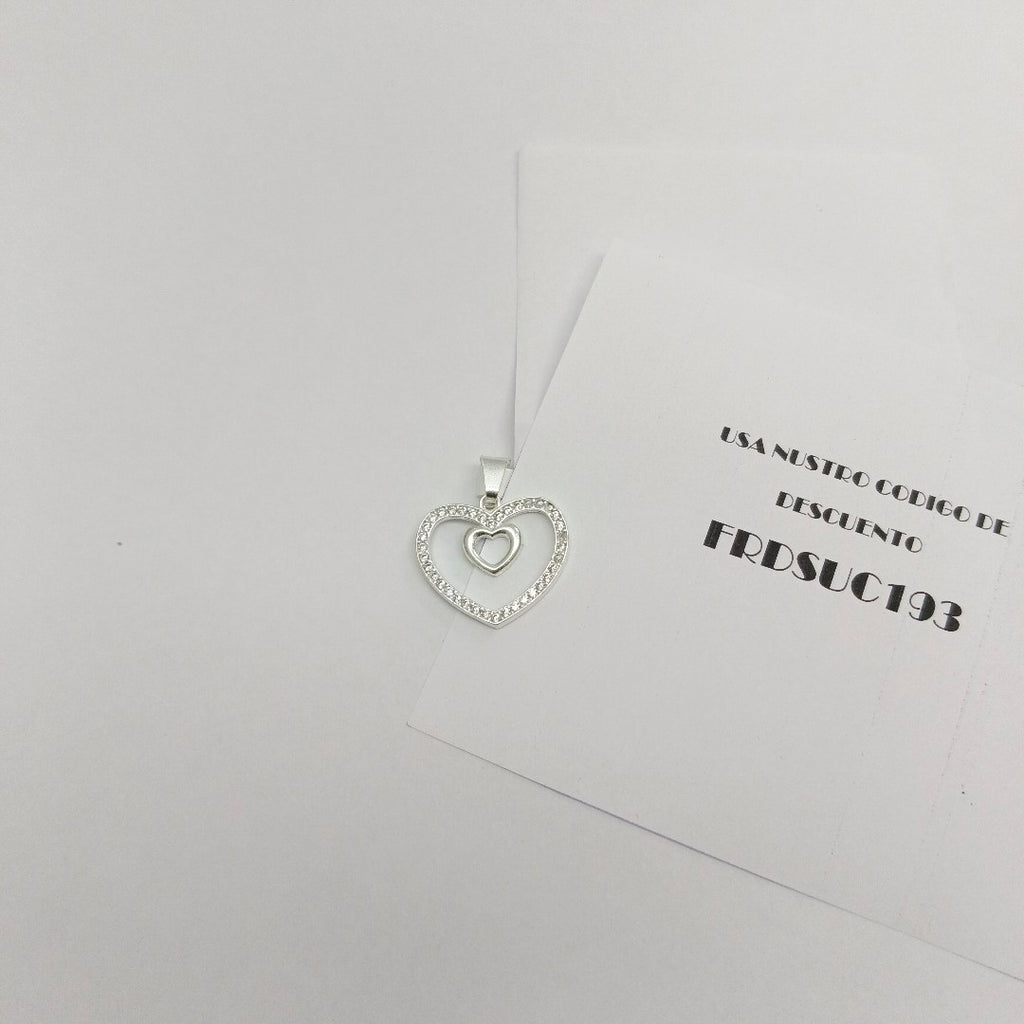 DIJE CORAZON C/CIRCONIAS PLATA .925 2.7 GR (NUEVO)