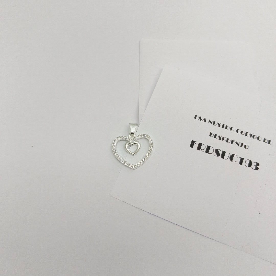 DIJE CORAZON C/CIRCONIAS PLATA .925 2.7 GR (NUEVO)