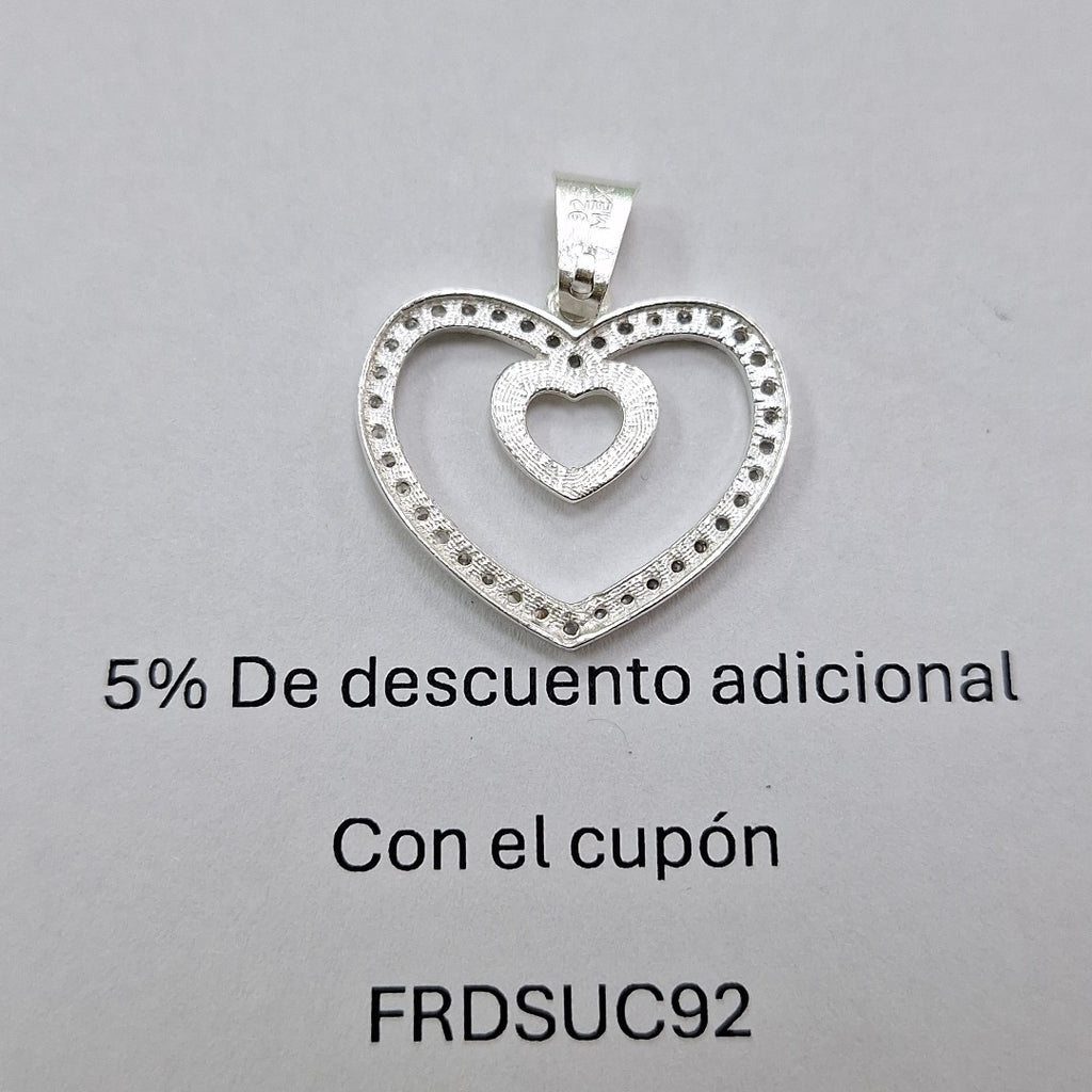 DIJE CORAZON C/CIRCONIAS PLATA .925 2.7 GR (NUEVO)