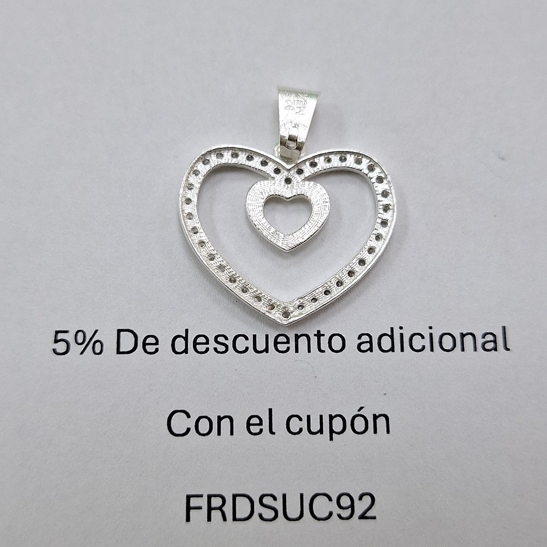 DIJE CORAZON C/CIRCONIAS PLATA .925 2.7 GR (NUEVO)