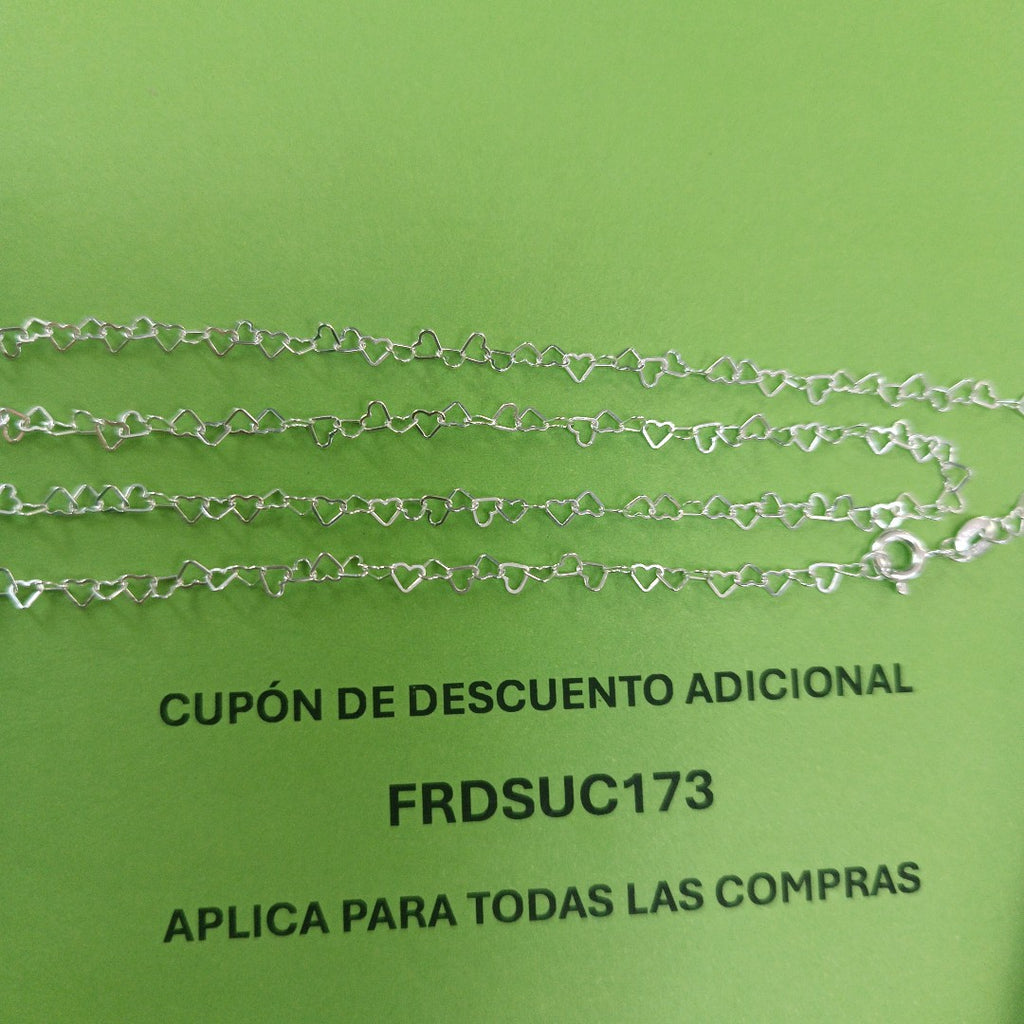 CADENA CORAZONES PLATA .925 55 CM 2.82 GR (NUEVO)