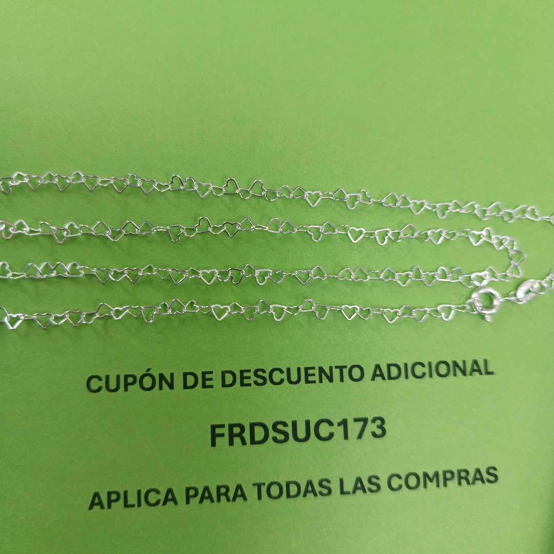 CADENA CORAZONES PLATA .925 55 CM 2.82 GR (NUEVO)