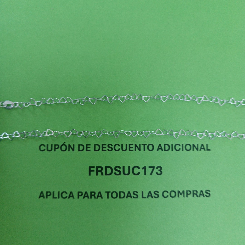 CADENA CORAZONES PLATA .925 55 CM 2.82 GR (NUEVO)