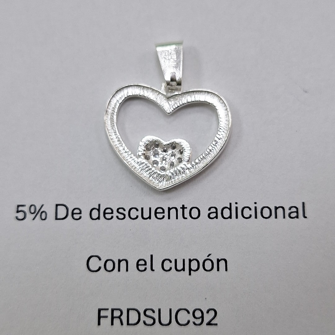 DIJE CORAZON C/CIRCONIAS PLATA .925 2.8 GR (NUEVO)