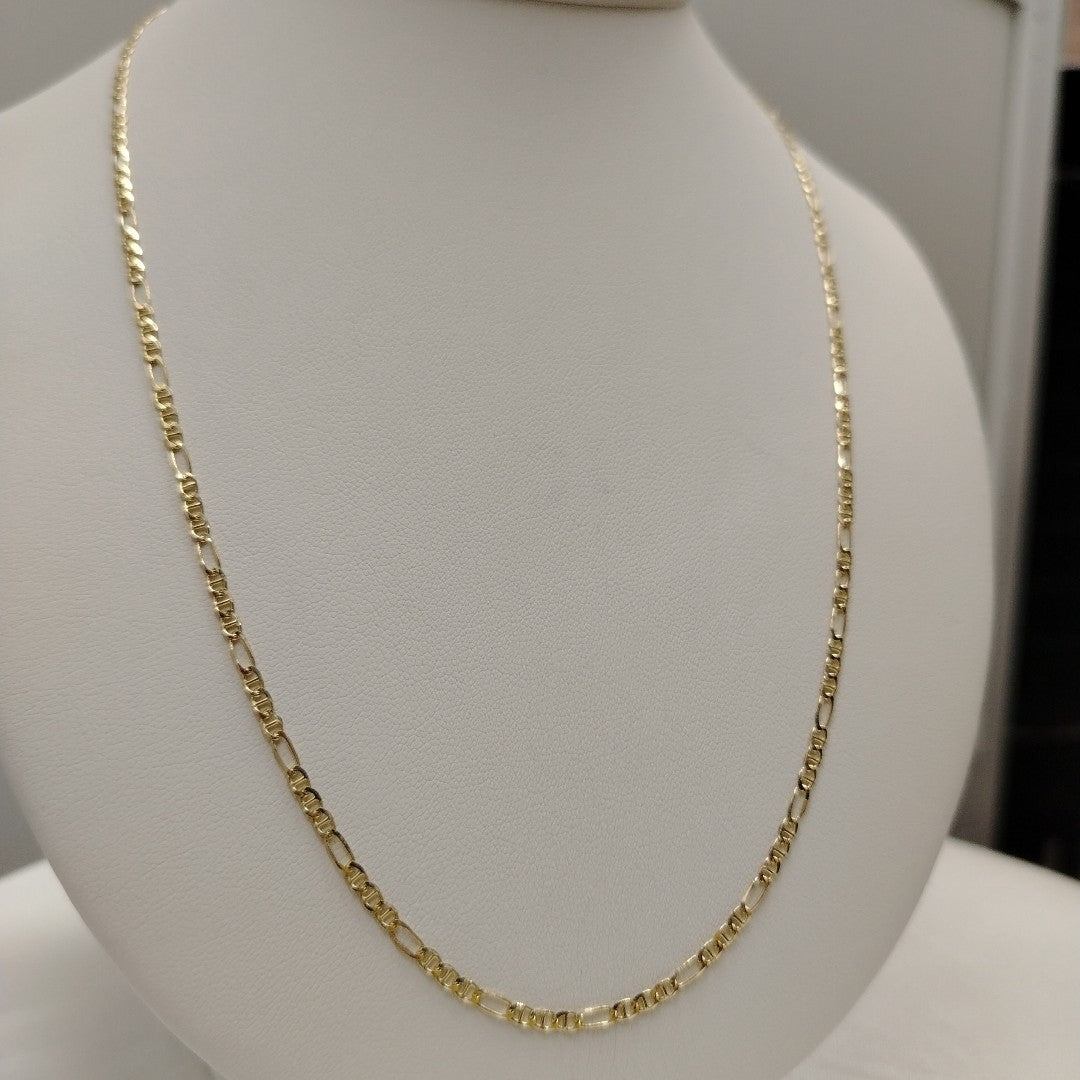 CADENAS TEJIDO FIGARO GUCHI ORO 10K 55 CM 5 GR (NUEVO)