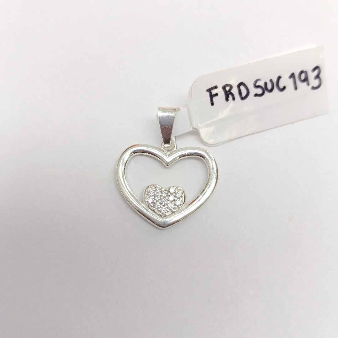 DIJE CORAZON C/CIRCONIAS PLATA .925 2.6 GR (NUEVO)