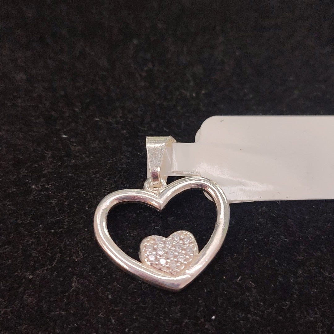 DIJE CORAZON C/CIRCONIAS PLATA .925 2.6 GR (NUEVO)