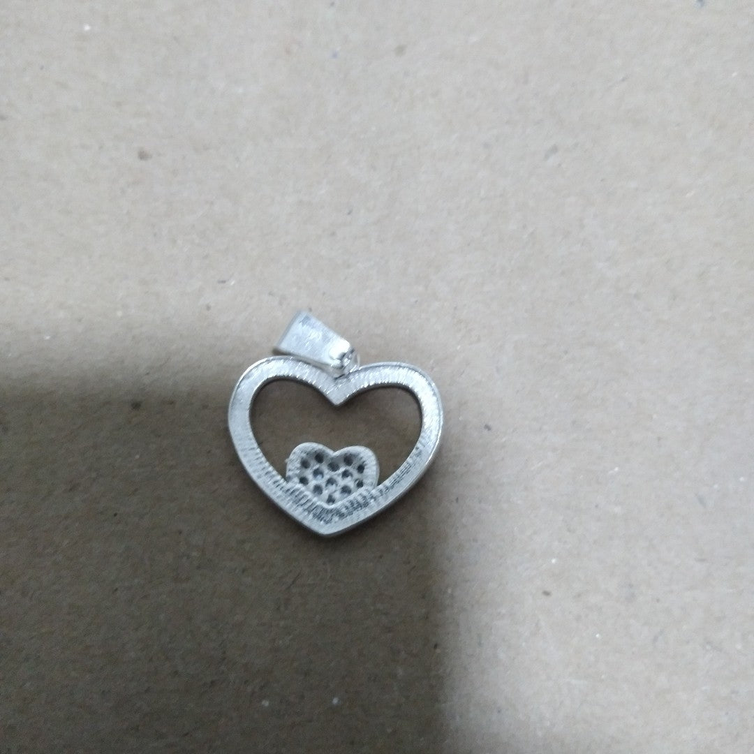DIJE CORAZON C/CIRCONIAS PLATA .925 2.7 GR (NUEVO)