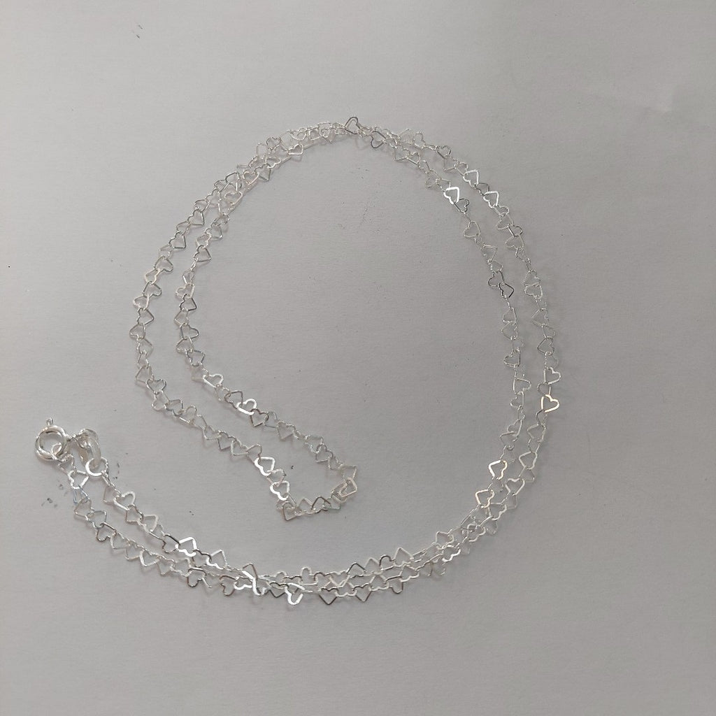 CADENA CORAZONES PLATA .925 60 CM 3.02 GR (NUEVO)
