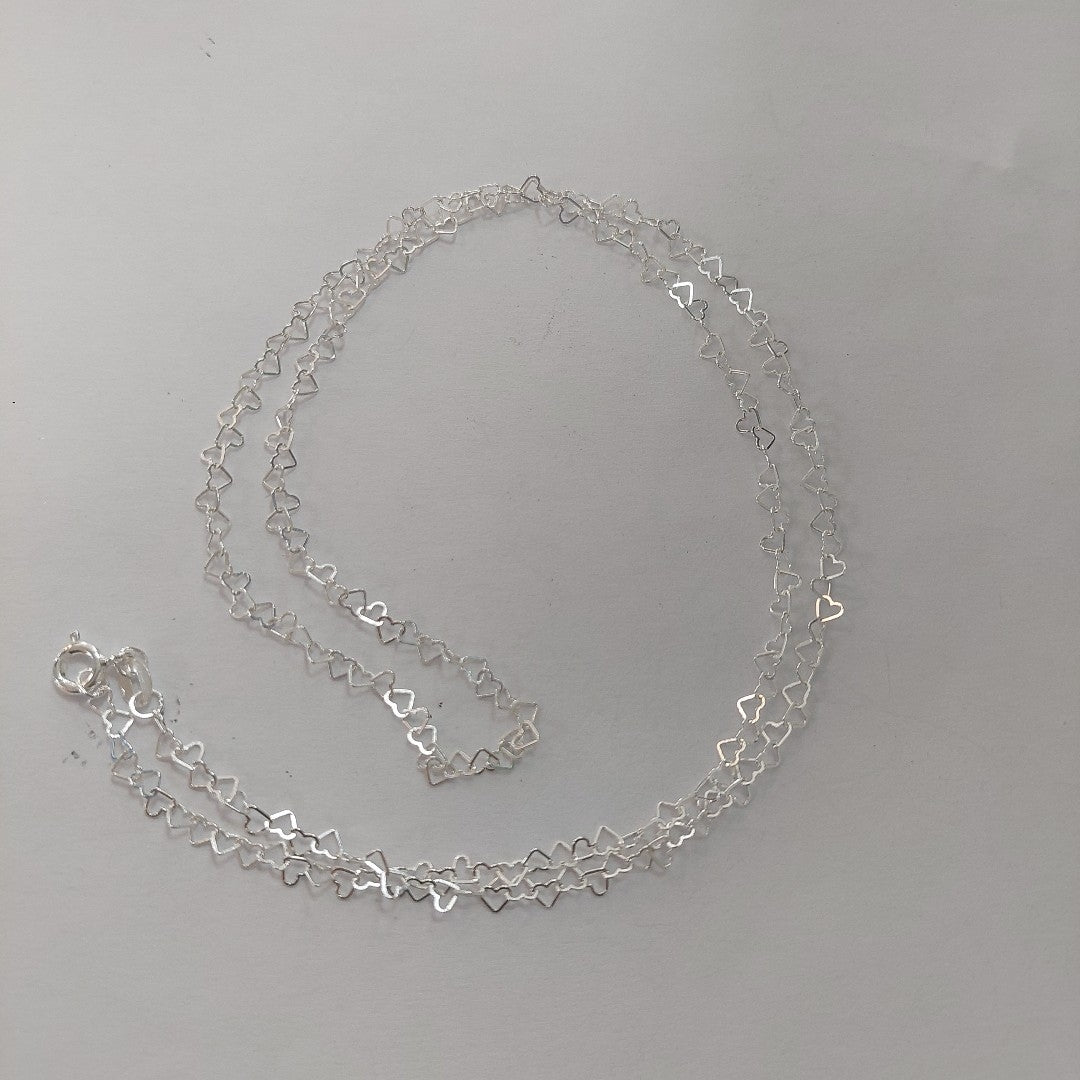 CADENA CORAZONES PLATA .925 60 CM 3.02 GR (NUEVO)