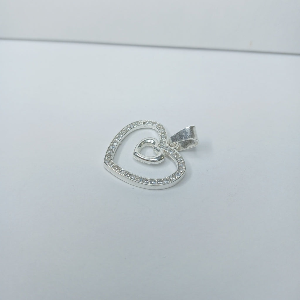 DIJE CORAZON C/CIRCONIAS PLATA .925 2.7 GR (NUEVO)