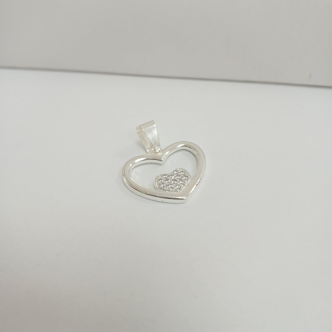 DIJE CORAZON C/CIRCONIAS PLATA .925 2.6 GR (NUEVO)
