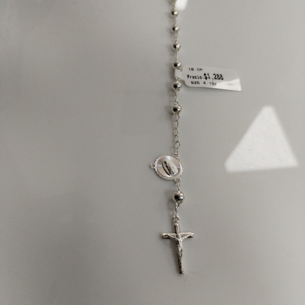 PULSERA TIPO ROSARIO PLATA .925 18 CM 4.12 GR (NUEVO)