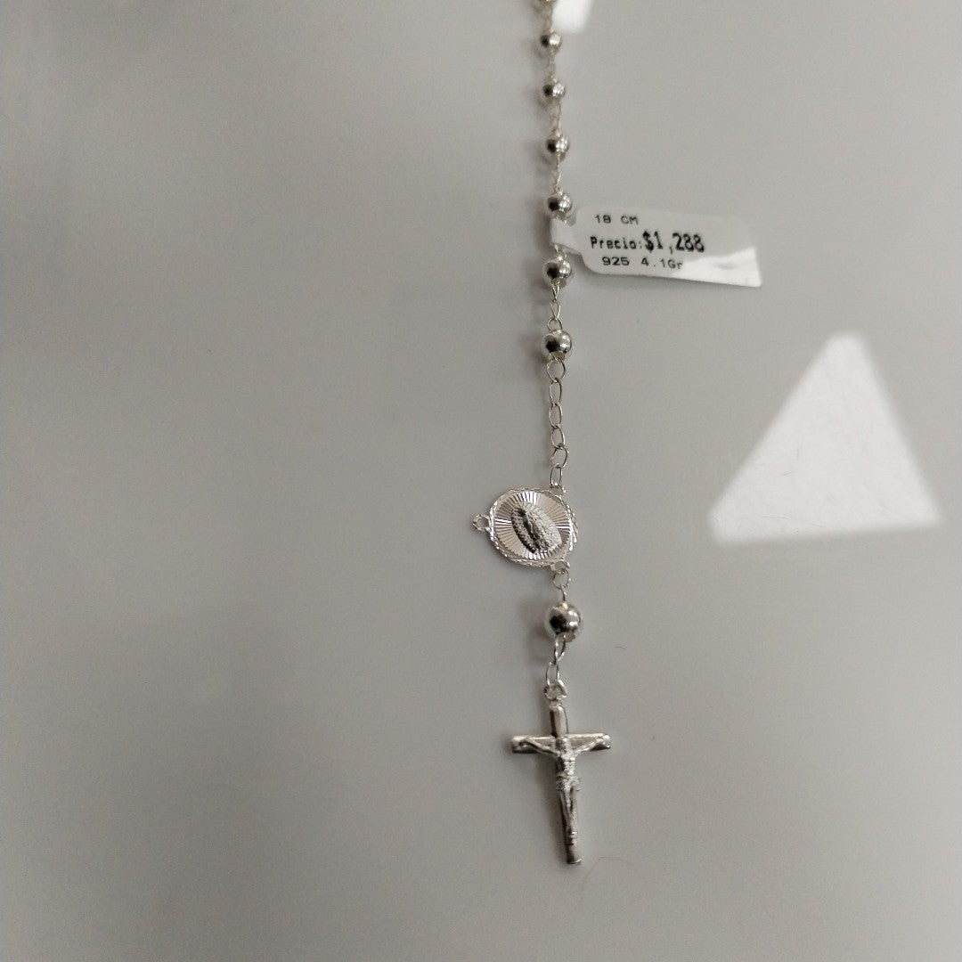 PULSERA TIPO ROSARIO PLATA .925 18 CM 4.12 GR (NUEVO)