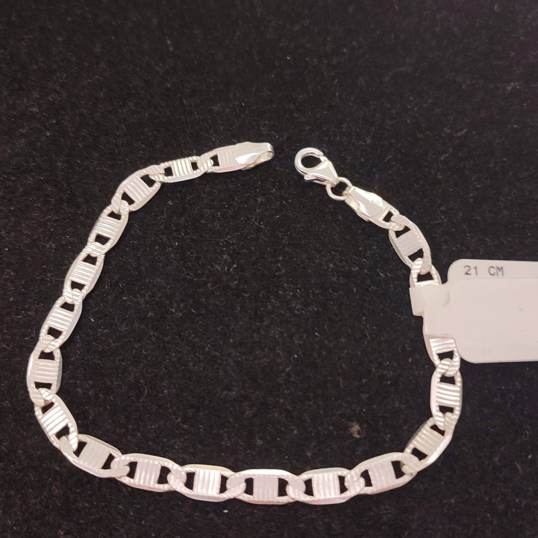 PULSERA TEJIDO ESPEJO PLATA .925 21 CM 8 GR (NUEVO)
