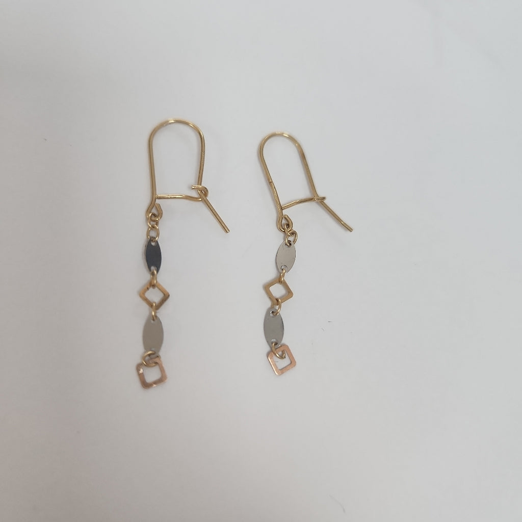 ARETES PAR ORO COMBINADO 14 K 0.6 GRMS (SEMINUEVO)