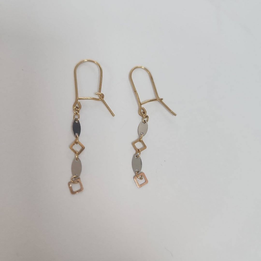 ARETES PAR ORO COMBINADO 14 K 0.6 GRMS (SEMINUEVO)