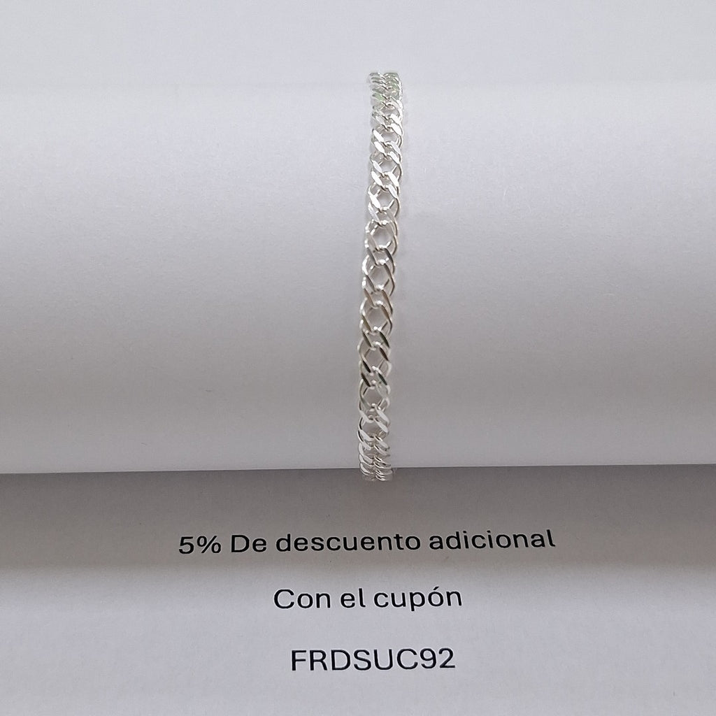 PULSERA DOBLE ESLABON PLATA .925 21 CM 3.63 GR (NUEVO)