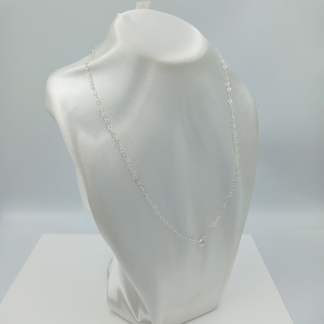 CADENA CORAZONES PLATA .925 55 CM 2.72 GR (NUEVO)