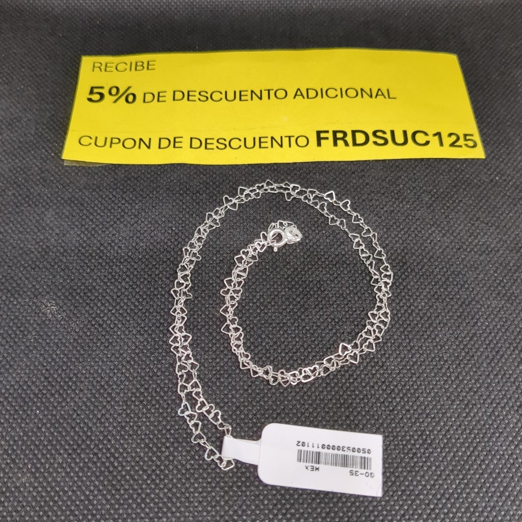CADENA CORAZONES PLATA .925 55 CM 2.82 GR (NUEVO)