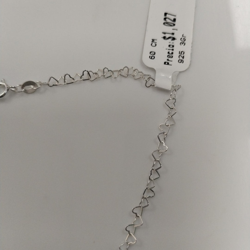 CADENA CORAZONES PLATA .925 60 CM 3.02 GR (NUEVO)