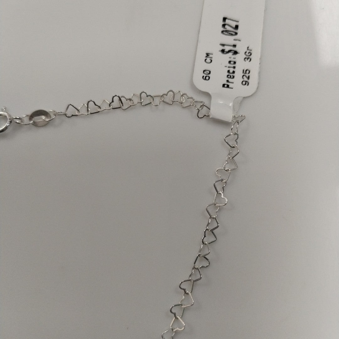 CADENA CORAZONES PLATA .925 60 CM 3.02 GR (NUEVO)
