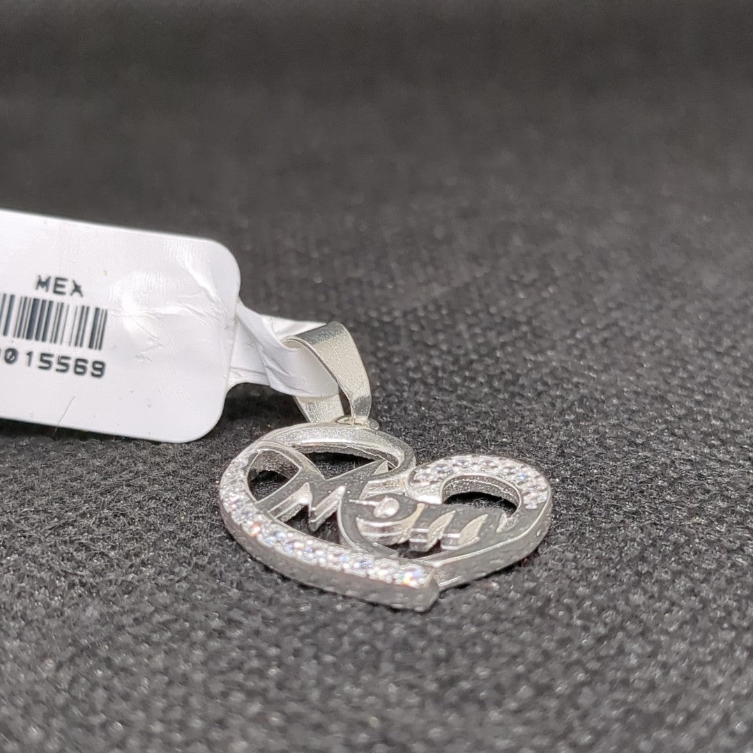 DIJE CORAZON C/CIRCONIAS PLATA .925 3.1 GR (NUEVO)