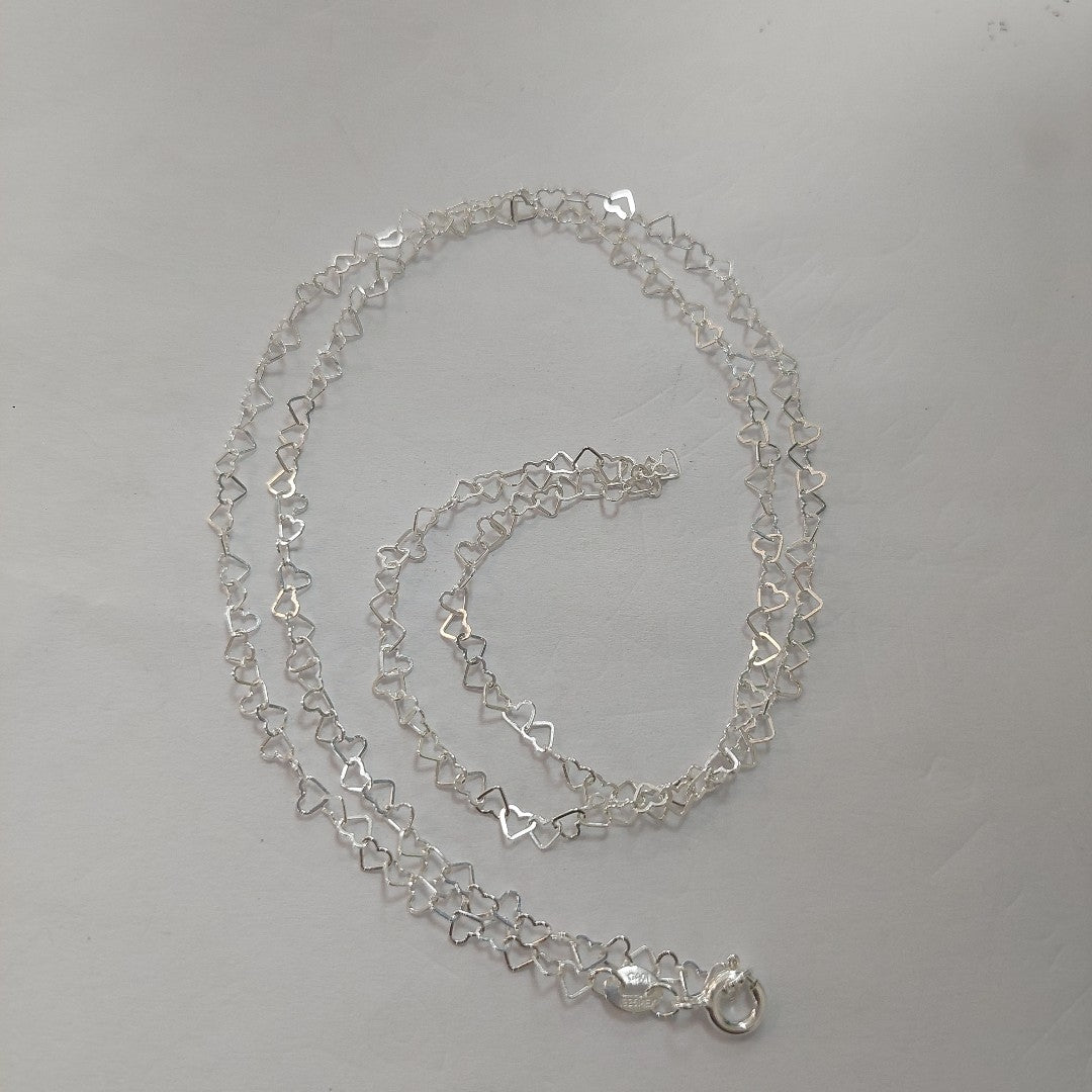 CADENA CORAZONES PLATA .925 60 CM 3.02 GR (NUEVO)