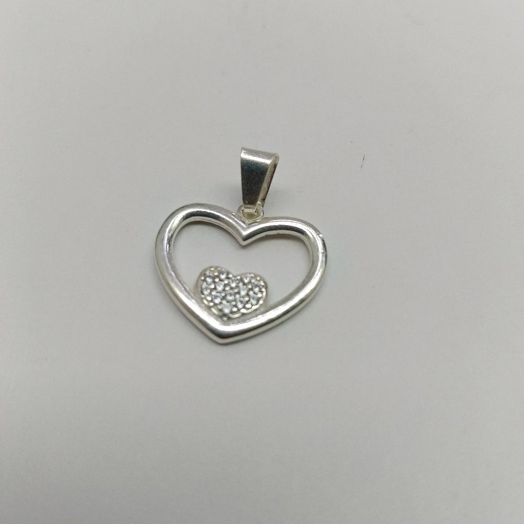 DIJE CORAZON C/CIRCONIAS PLATA .925 2.8 GR (NUEVO)