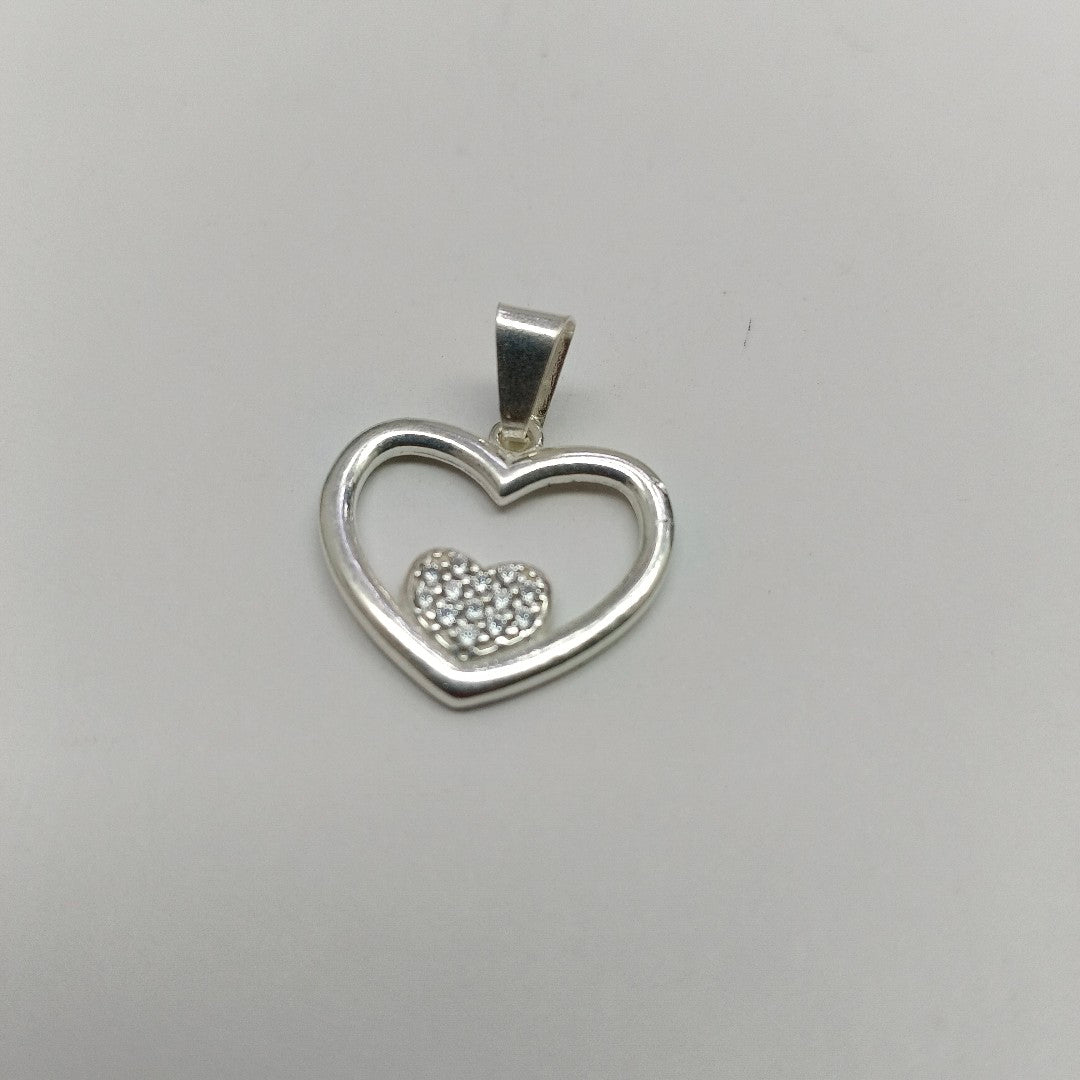 DIJE CORAZON C/CIRCONIAS PLATA .925 2.8 GR (NUEVO)