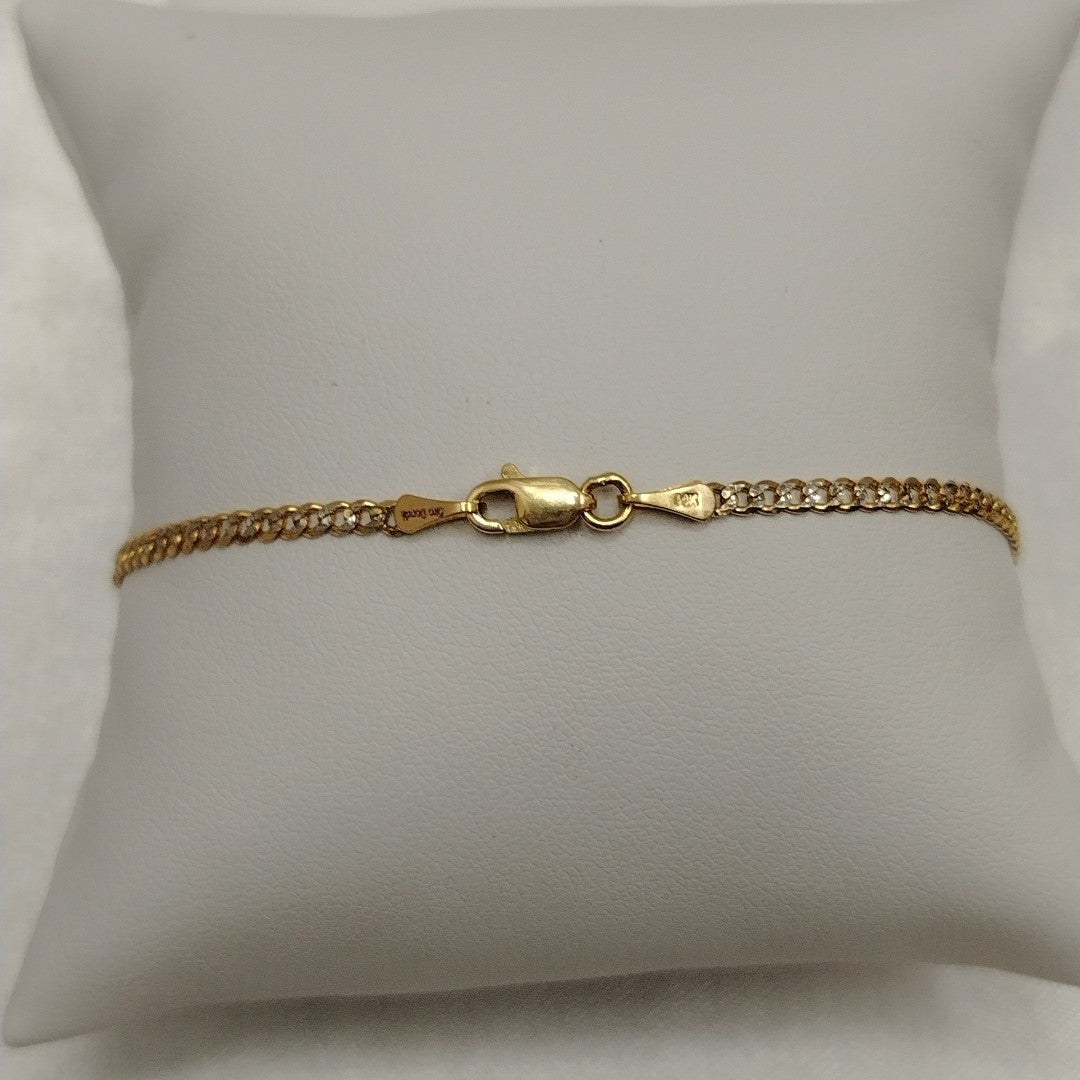 PULSERAS BARBADA DIAMANTADA ORO 14K 18 CM 2.4 GR (NUEVO)