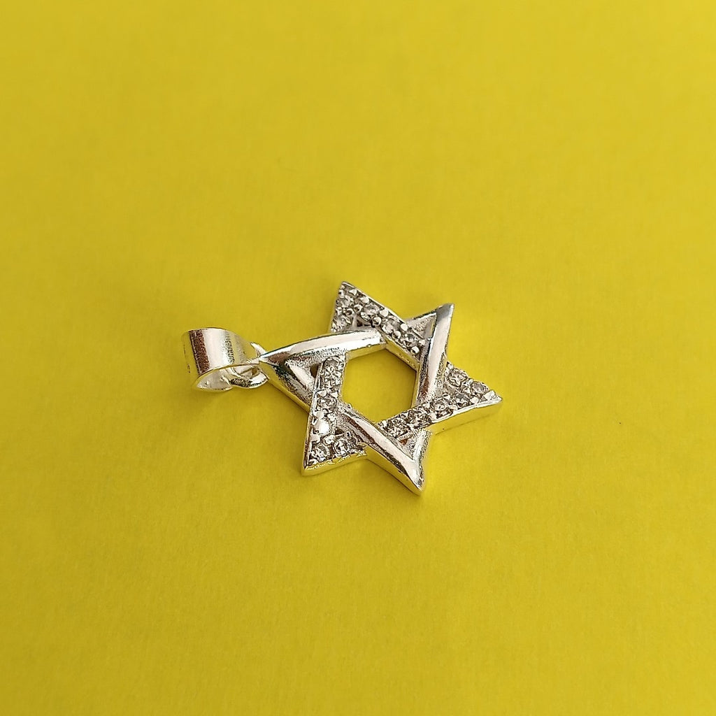 DIJE ESTRELLA DE DAVID C/CIRCONIAS PLATA .925 2.6 GR (NUEVO)