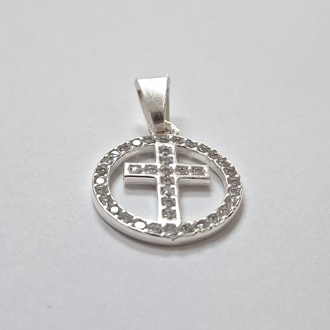 DIJE CRUZ C/CIRCONIAS PLATA .925 2.5 GR (NUEVO)
