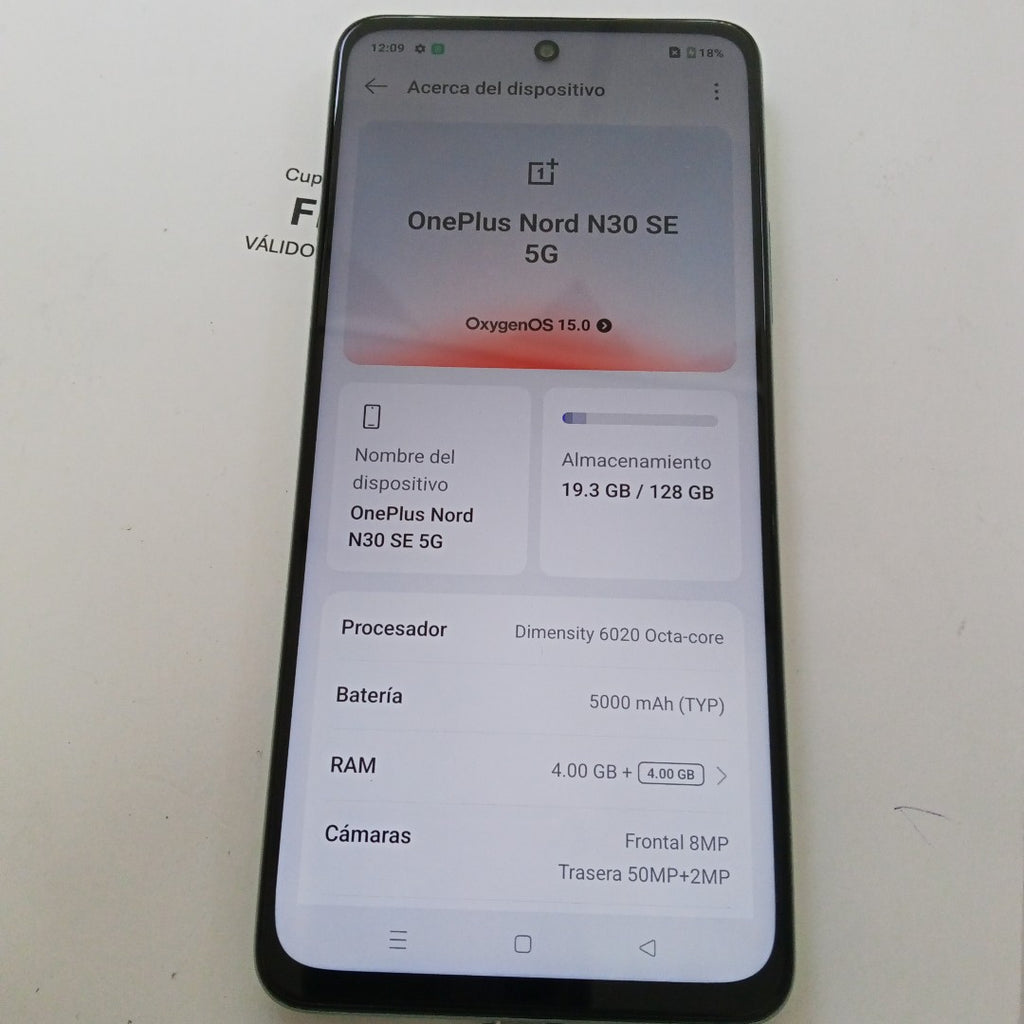 CELULAR ONE PLUS NORD N30 SE 5G CPH2605 (2024) 128 GB 4 GB RAM (SEMINUEVO)