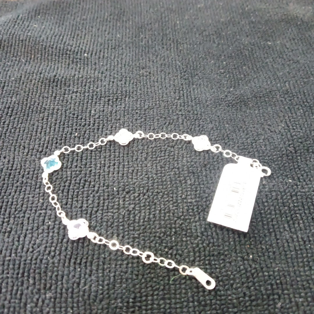 PULSERA ESPECIAL CON PIEDRAS DE COLOR PLATA .925 18 CM 3.32 GR (NUEVO)