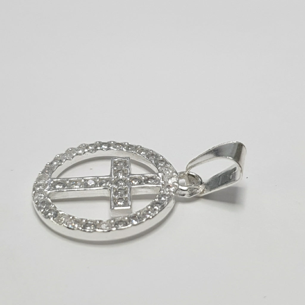 DIJE CRUZ C/CIRCONIAS PLATA .925 2.3 GR (NUEVO)