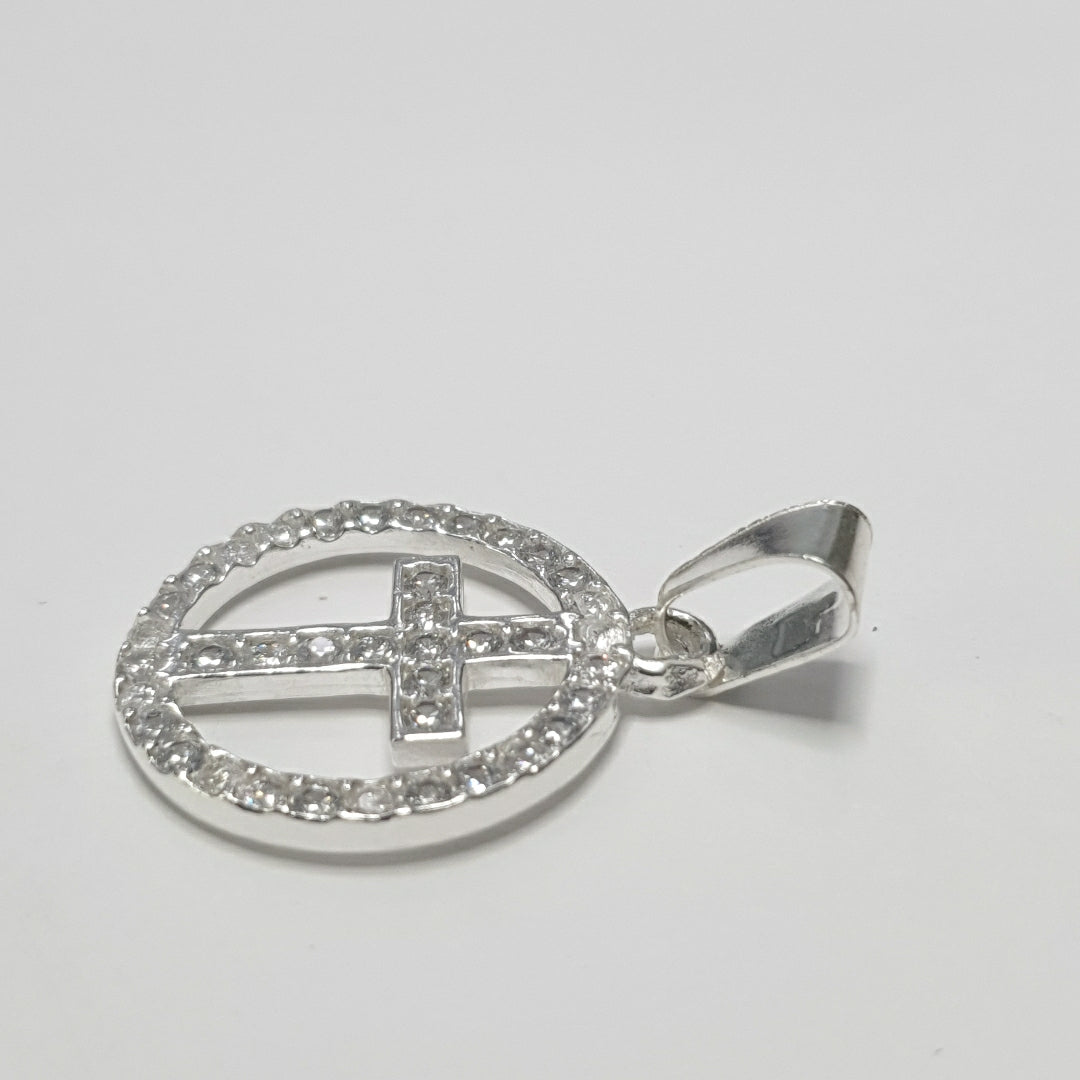 DIJE CRUZ C/CIRCONIAS PLATA .925 2.3 GR (NUEVO)