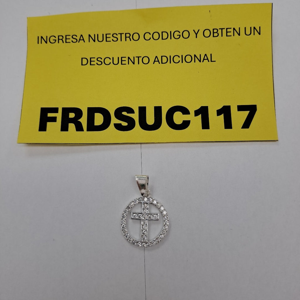 DIJE CRUZ C/CIRCONIAS PLATA .925 2.3 GR (NUEVO)