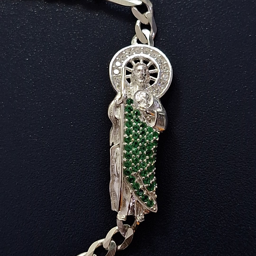 PULSERA TEJIDO SAN JUDAS PLATA .925 21 CM 5.4 GR (NUEVO)