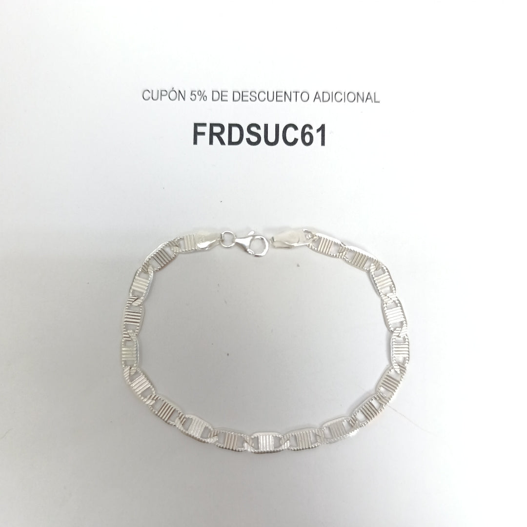 PULSERA TEJIDO ESPEJO PLATA .925 21 CM 8 GR (NUEVO)