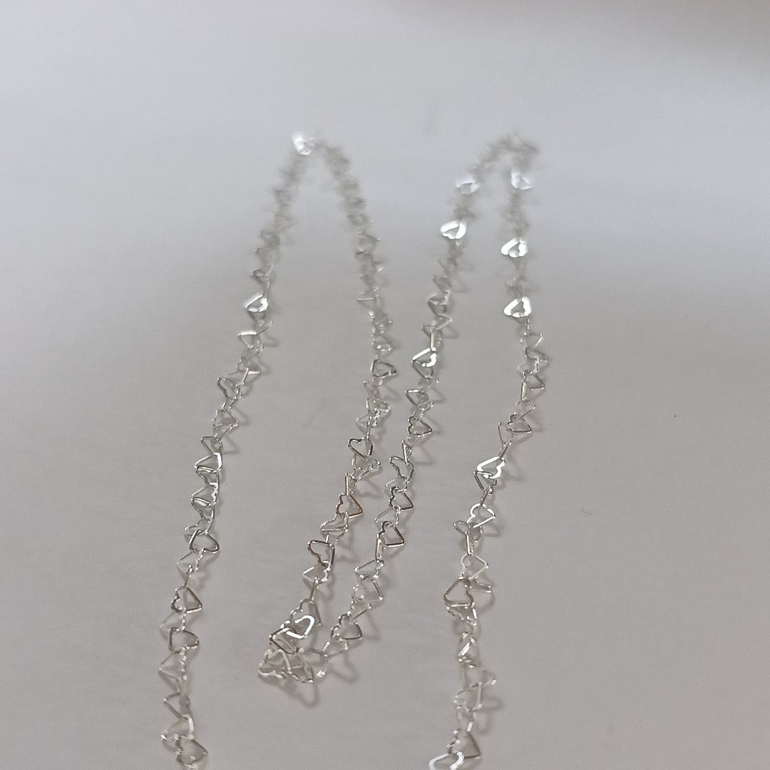 CADENA CORAZONES PLATA .925 55 CM 2.82 GR (NUEVO)