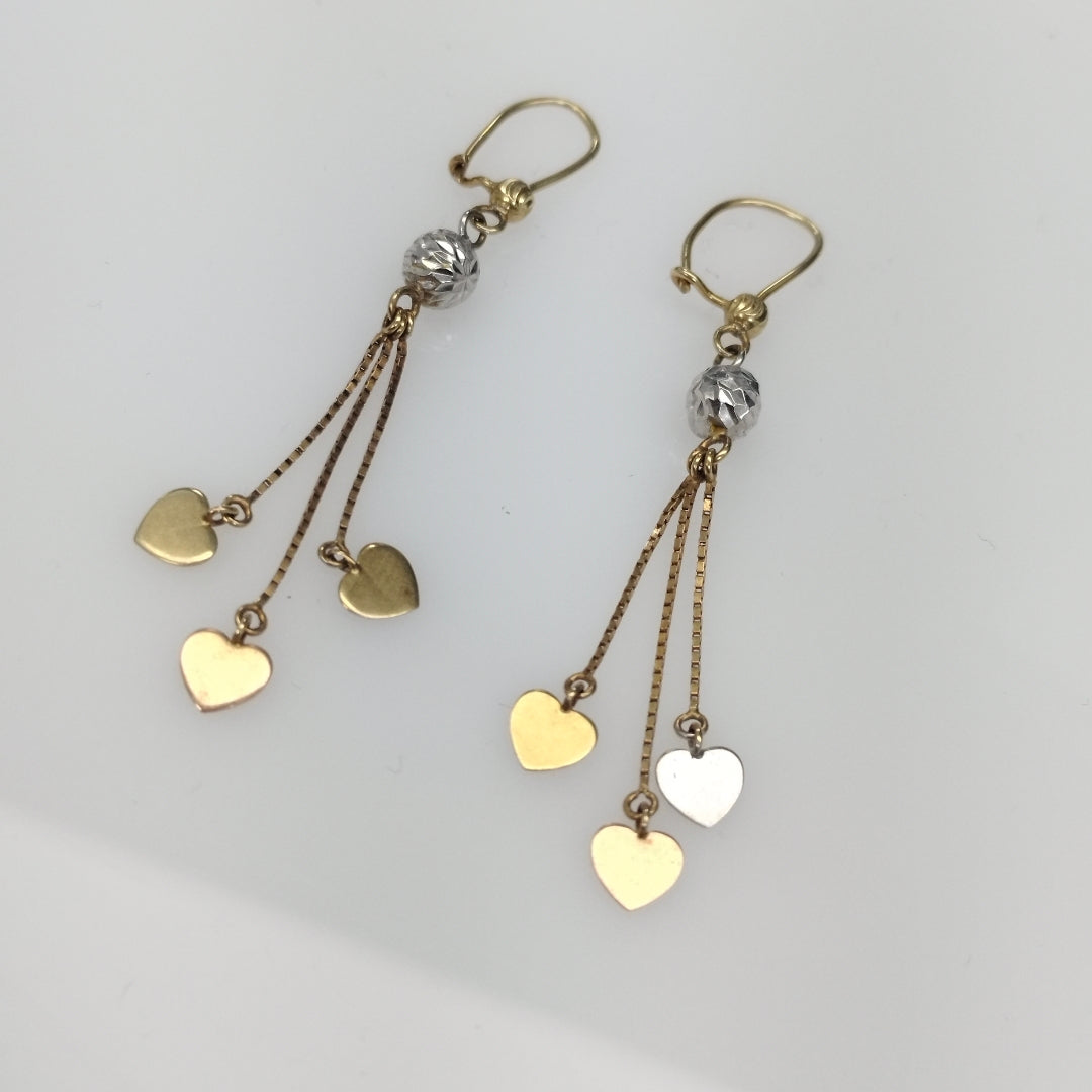 ARETES PAR ORO COMBINADO 14 K 2 GRMS (SEMINUEVO)