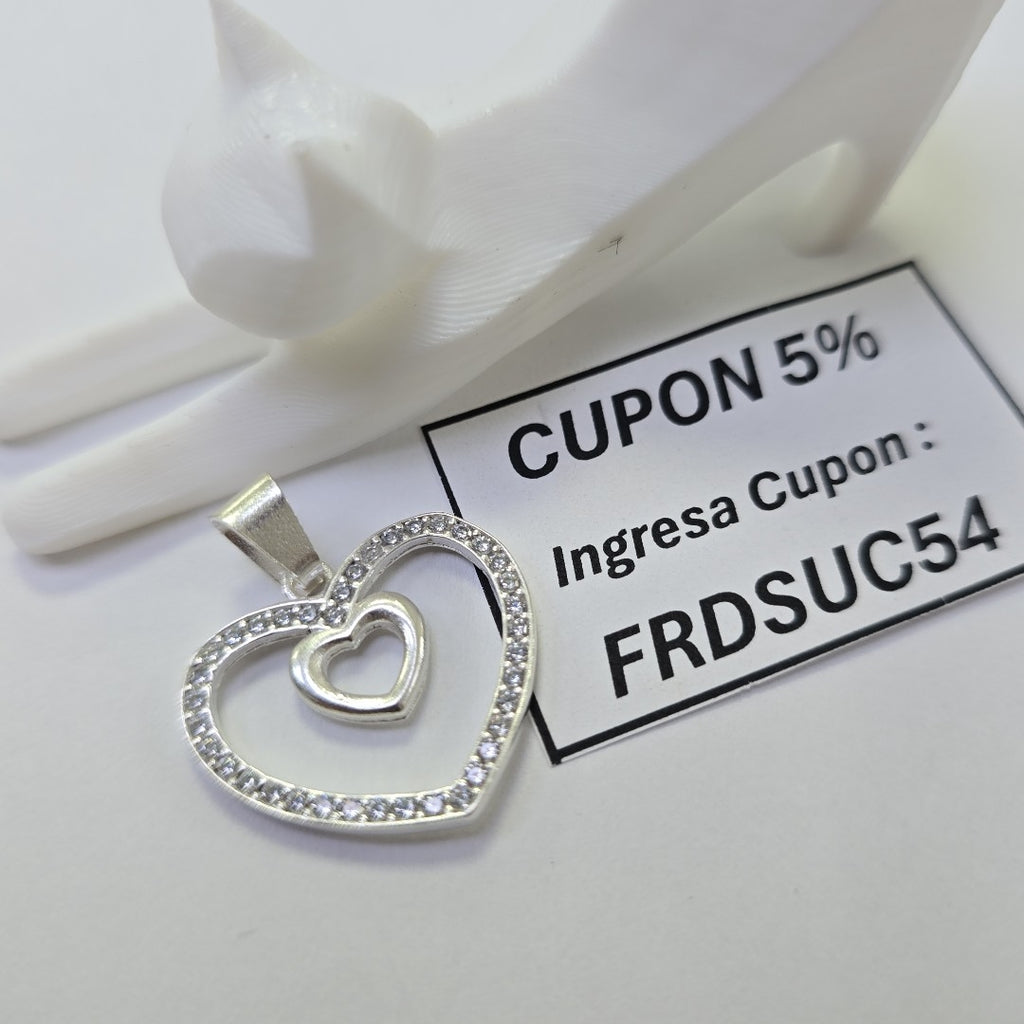 DIJE CORAZON C/CIRCONIAS PLATA .925 2.5 GR (NUEVO)