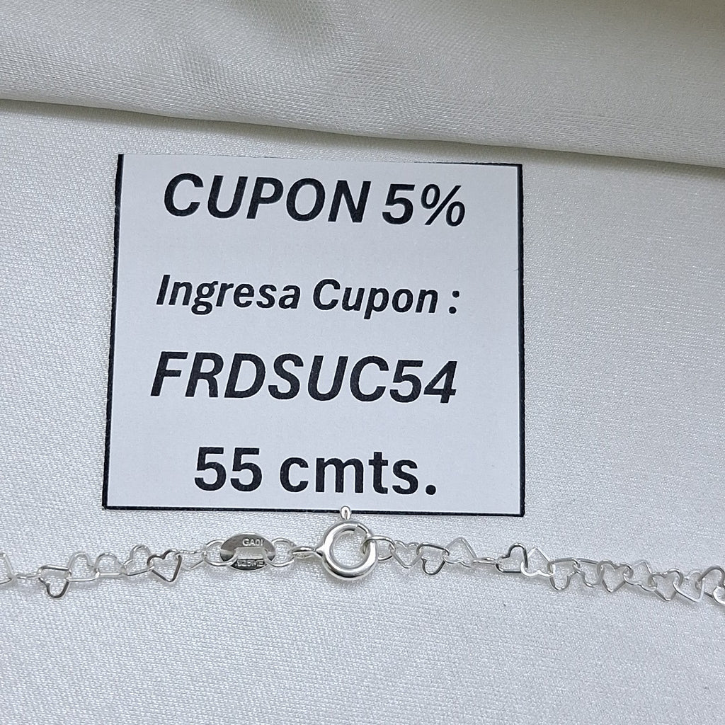 CADENA CORAZONES PLATA .925 55 CM 2.72 GR (NUEVO)