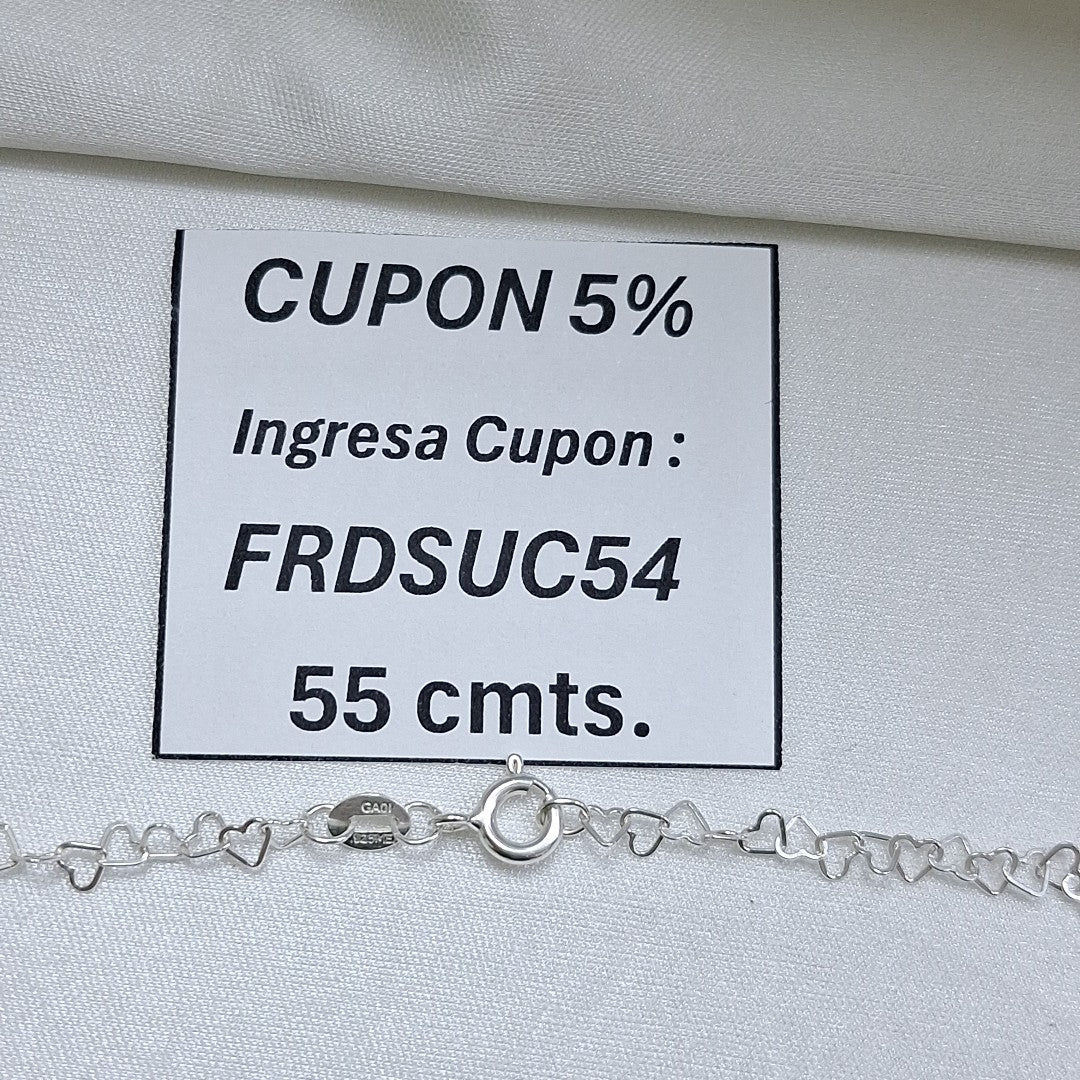 CADENA CORAZONES PLATA .925 55 CM 2.72 GR (NUEVO)