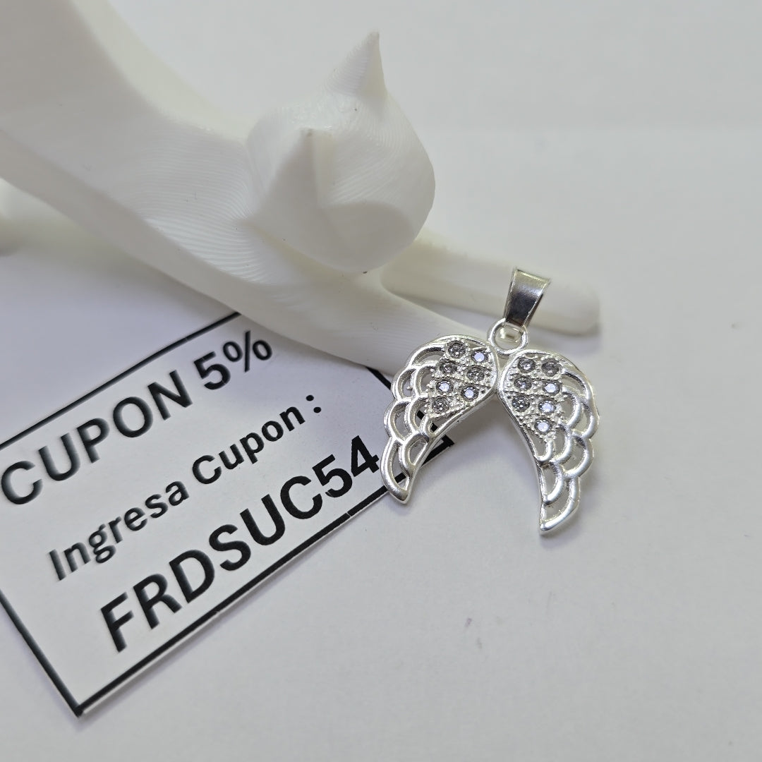 DIJE ALAS C/CIRCONIAS PLATA .925 2.4 GR (NUEVO)